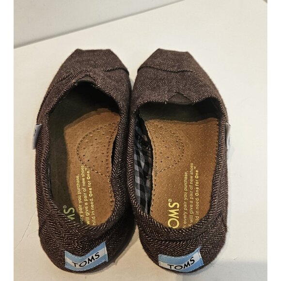 Toms Size 5 Womens Brown woven Herringbone Tweed Classic Slip on Comfort - Picture 8 of 11